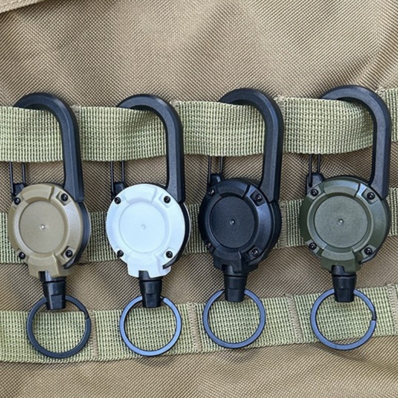 Conventional Reel - กลางแจ้งพวงกุญแจแบบพับเก็บได้ Heavy Duty Carabiner ผู้ถือป้าย Retractable