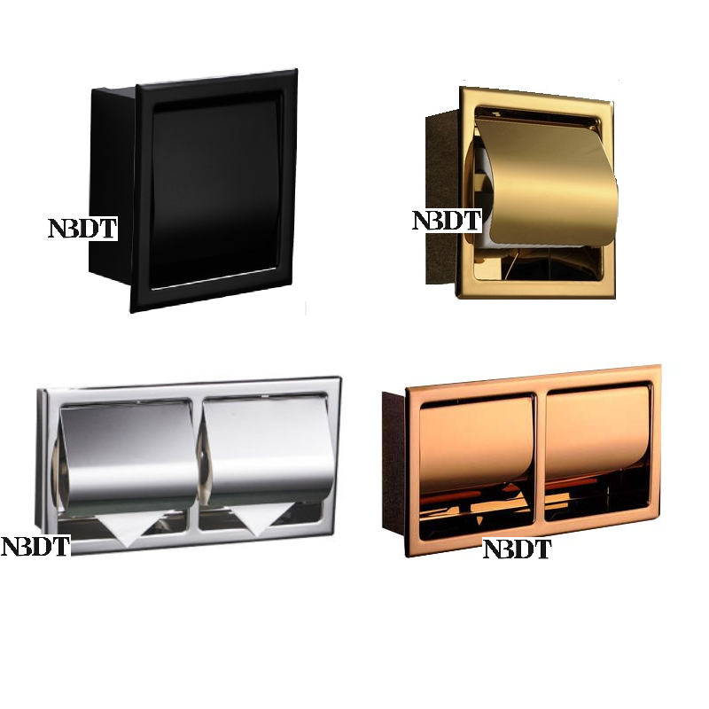 Conventional Reel - ที่ใส่กระดาษชำระแบบฝังผนัง SUS304 สีโรสโกลด์ด้าน/สีดำขัดเงา 1 ชิ้น