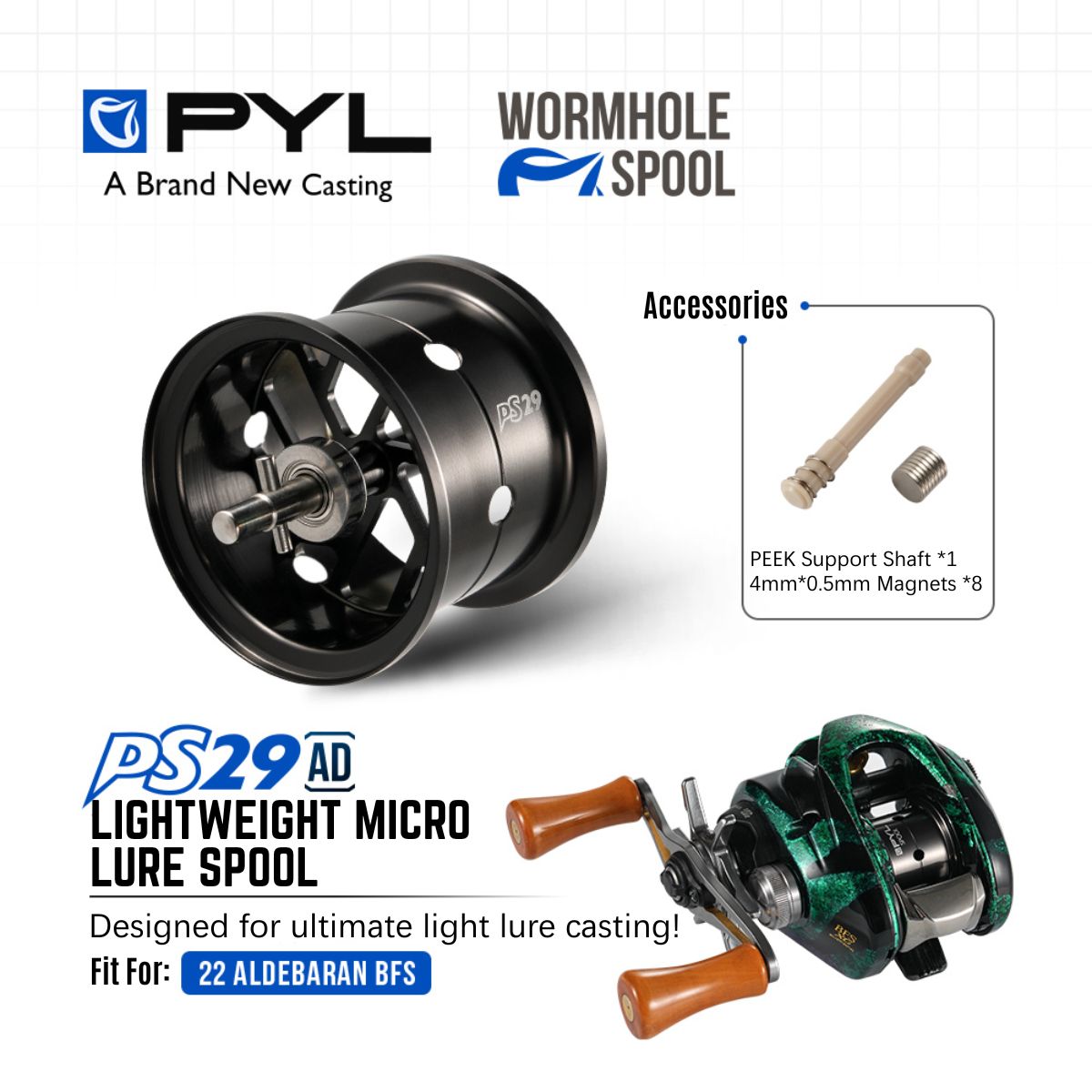 Reel Spare Spool - PYL PS29 AD แกนหลอดสายตกปลาแบบปรับปรุงสำหรับ Shimano 22